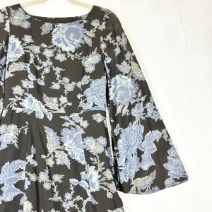 Free People Melrose Maxi Dress Size 2 Floral Night Combo Boho Flare Sleeves thumbnail 4