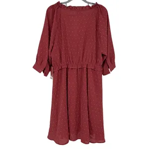 NWT Arula Size X 10/12 Terracotta Swiss Dot Smocked Mini Dress Cottage Fall thumbnail 2