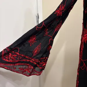 Free People My Beloved Georgette Mini Dress Black Red Sequin Embroidered Fairy 8 thumbnail 10