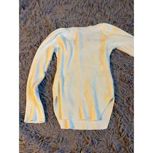 Princess Polly Cream Ribbed Knit Sweetheart Neckline Long Sleeve Sweater‎ Top thumbnail 2