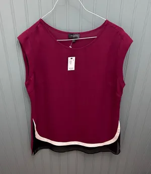 The Limited Burgundy Sleeveless Colorblock Layered Blouse Top - Size S‎ thumbnail 1