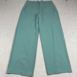 Athleta Venice Pants Womens XL Teal Green High Rise Wide Leg Stretch Pull On thumbnail 1