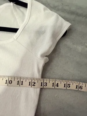 NWOT Madewell Size XS White Square Neck Short Sleeve Ribbed Stretch Cropped Top thumbnail 5