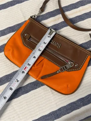 CHAPS Orange Brown Crossbody Bag Small Zip Front Shoulder Purse Y2K Preppy thumbnail 7