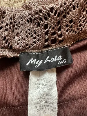 Vintage Y2K Brown Crochet Lace Tiered Ruffle Mini Skirt Boho Festival Cowgirl thumbnail 2