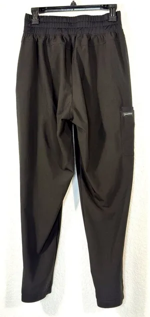 Jaanuu Womens M All-Day Performance Scrub Pants Black Cargo Tulip Hem Stretch thumbnail 2