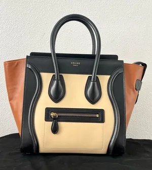 Celine Luggage Tote Tricolor Leather Micro Top Handle Handbag thumbnail 1