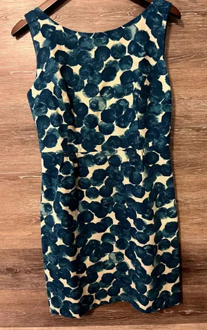 Tabitha dress blue size 12 floral cocktail party pencil zipper V back short thumbnail 1