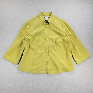 Requirements Corduroy Swing Jacket Womens M Yellow 3/4 Wide Sleeve Big Buttons‎ thumbnail 5