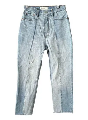 Abercrombie & Fitch Curve Love Ankle Straight Ultra High Rise 27 /4 thumbnail 1