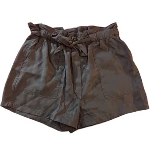 Garage Paperbag Waist Tie Belt Shorts Women's Size Medium Navy Blue High Rise‎ thumbnail 2