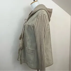 Vintage 70’s Duo Wear Leather Cow Hide Hooded Jacket Tan L thumbnail 3