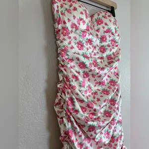Revolve More To Come Evita Sweetheart Pink Floral Strapless Mini Dress M $78 thumbnail 11