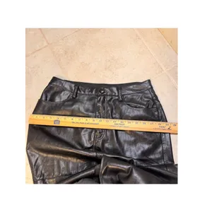 Elan Faux NWT Leather Maxi Skirt High Slit‎ Black Size Large thumbnail 6