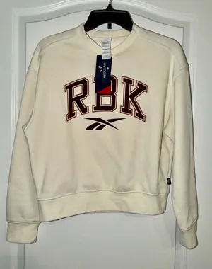 Reebok Cream Sweatshirt with Maroon RBK Logo thumbnail 1
