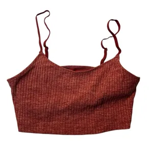 Aerie Women's Chill Longline Bralette M Orange Ribbed‎ Adjustable Straps thumbnail 1