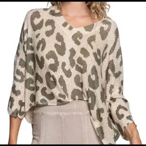 POL women’s plus size 2XL oversized olive & leopard pattern slouchy sweater new thumbnail 12