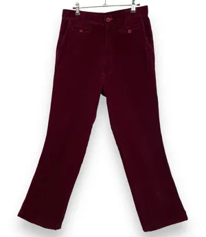 Corduroy Pants Burgundy Dark Red‎ Straight Leg Women High Waisted Rise Pockets thumbnail 1