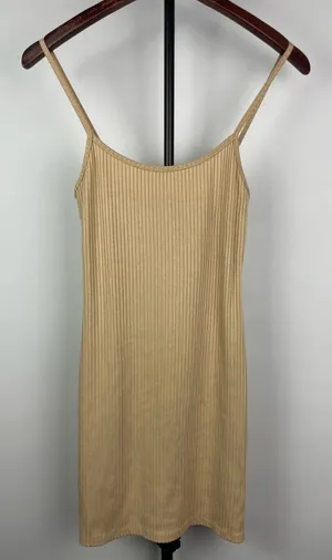 Urban‎ Outfitters Nude Tan Mia Ribbed Knit Bodycon Mini Dress thumbnail 1