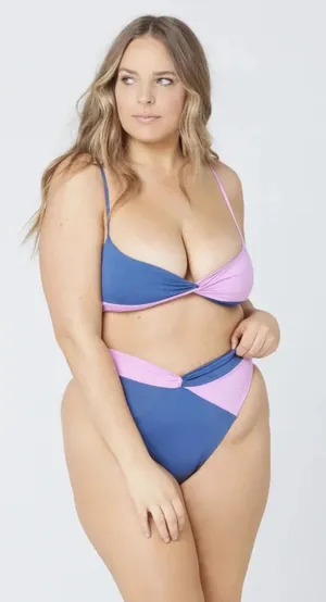 L*space Color Block Nancy Lee Bikini Bottom Bitsy Cut‎ Blue Purple Size Large thumbnail 1
