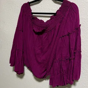 Free People Magenta Off The Shoulder Tiered Bell Sleeve‎ Boho Peasant Top Small thumbnail 6