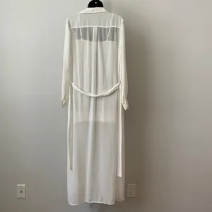 David Lerner Flowy Beachy Relaxed Coastal Clean Sheer Dress Set M White thumbnail 7