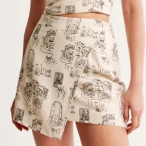 Abercrombie & Fitch Scarlett Linen Blend Mini Skort Size XS Wrap Novelty Print thumbnail 1