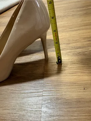 Dexflex Comfort Women’s Nude Patent Peep Toe Pumps Heels Size 7 Beige 3” thumbnail 5