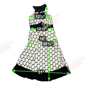 VTG Y2K 90s Black/White Babydoll‎ Halter Dress Small Silky Flowy Rockabilly USA thumbnail 6