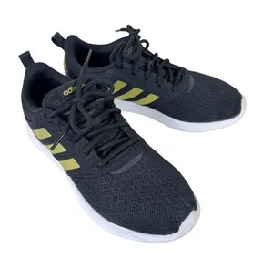 Adidas Black Gold 3 Stripe‎ QT Racer 2.0 Light Lace Up Tennis Shoes Athletic 8.5 thumbnail 1