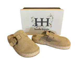 Haute Hippie "Biscuit" Beige "Aria" Suede Clogs With Box (6) thumbnail 9