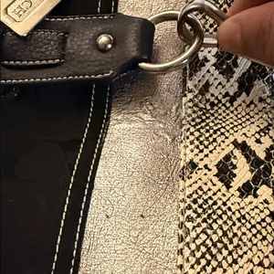 Coach Black and Silver Shoulder Bag with Snakeskin Accent thumbnail 10