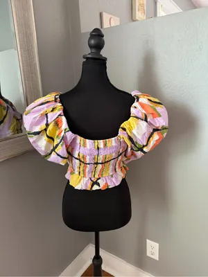 Cleobella x Anthropologie Organic Cotton Artsy Boho Crop Puff Sleeve Small thumbnail 4