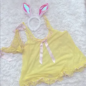 Victoria's Secret Yellow & pink Sheer Chemise & panty thumbnail 11