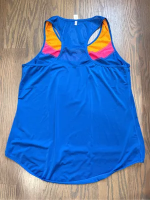 Fila Women’s Blue Racerback Tank with Pink and Orange Trim thumbnail 3