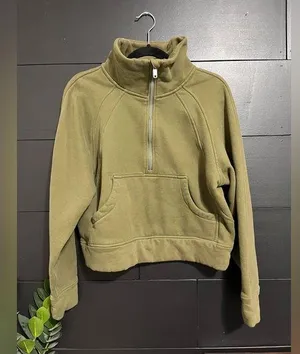 OLIVE GREEN 1/4 Zip Pullover Sweatshirt Women’s Sz M EUC Size M thumbnail 1