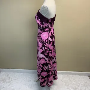 Anthropologie Jo Faulkner Strapless Pink Red Floral Dress Size 10 thumbnail 6
