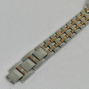 Women quartz watch gold silver tone 28mm round mop dial rhinestones running thumbnail 5
