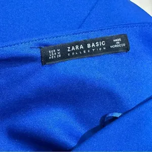 Zara Royal Blue Deep V Neck Dress Women’s Medium thumbnail 3