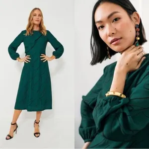 Tuckernuck Pine Twombly Macie Midi Dress S Green Draped NWT thumbnail 9