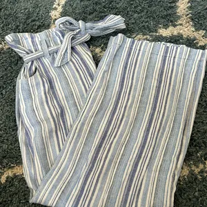 GAP Blue and White Striped Wide Leg Pants thumbnail 1
