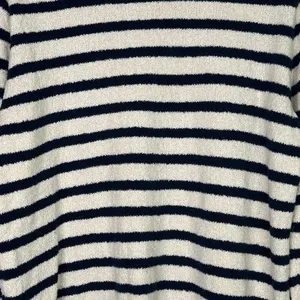 J. Crew Striped Knit Boucle Mock Neck Long Sleeve Sweater L Cream Navy Blue thumbnail 10