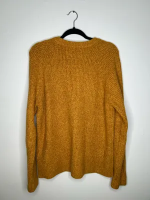 Abercrombie & Fitch Soft A&F yellow cotton blend ribbed-knit sweater size medium thumbnail 5