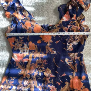 NWOT Lulus Stunning Favorite Navy Blue Floral Ruffled High-Low Maxi Dress thumbnail 4