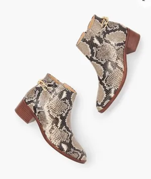 NWT TALBOTS VIA CHAINLINK DETAIL ANKLE BOOTS Size 8.5- EMBOSSED LEATHER thumbnail 1