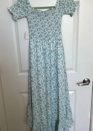 NEW Altar’d State White and Blue Floral Maxi Dress Size Small NWT thumbnail 10