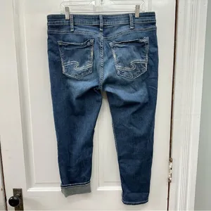 Silver Avery Skinny Crop denim jeans women's 34 x 25 thumbnail 5