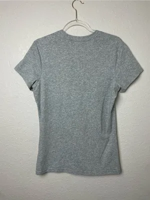 Nike Women's Dri Fit Cotton Workout Heather Gray Short Sleeve Crew Tee Size L thumbnail 7