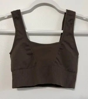 Free People Movement Good Karma Square Neck Bra XS Small Dark Chocolate Brown thumbnail 1