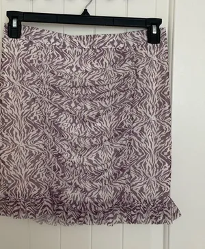 NWOT | Free People women’s Romi lavender mesh ruched zebra ruffle‎ skirt medium thumbnail 1